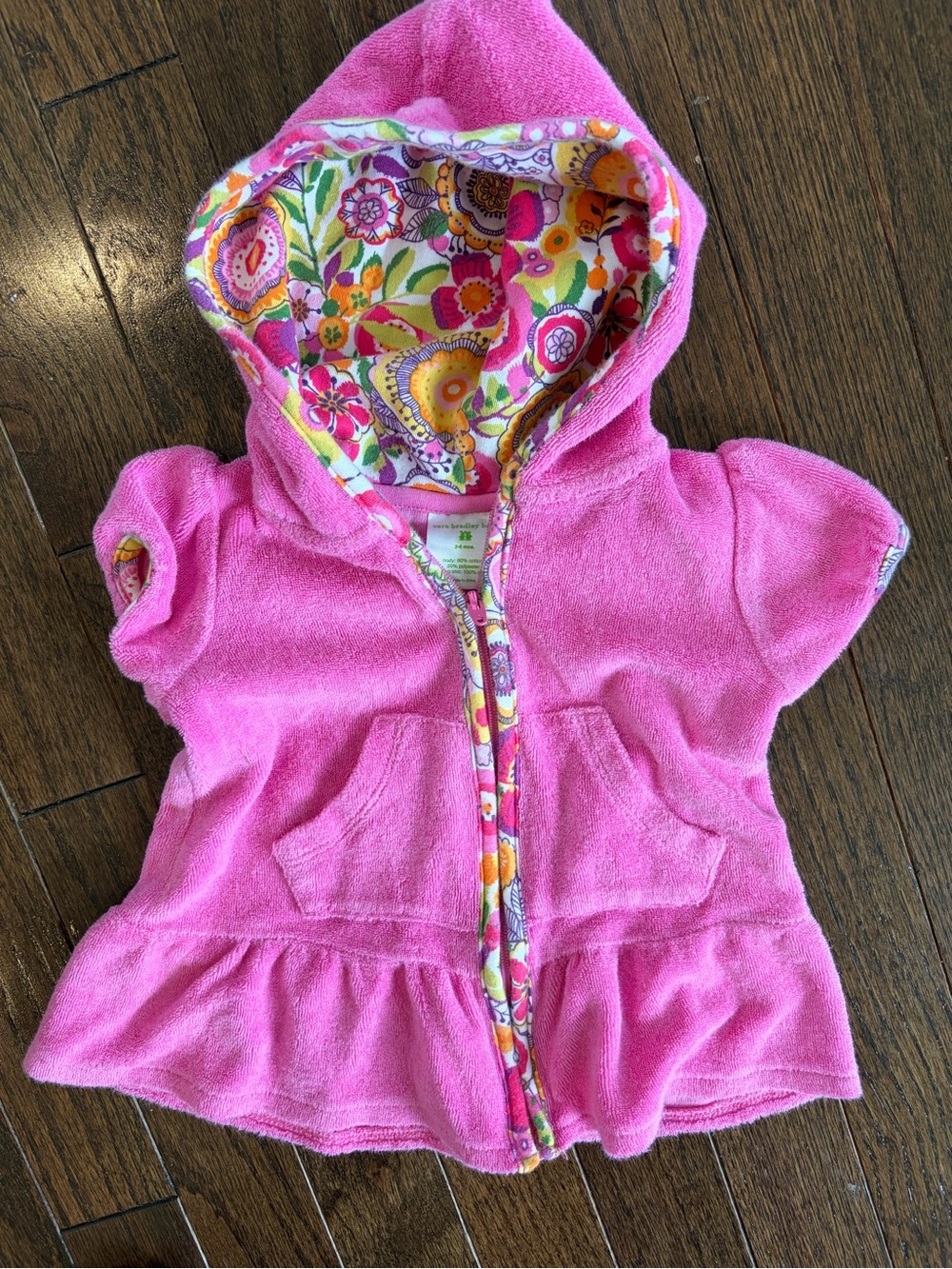 Vera Bradley Pink Hooded Terry Zip Coverup